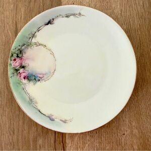 Porzellanfabrik Tirschenreuth (P.T.) Bavaria Germany Vtg Hand Painted Plate Rose